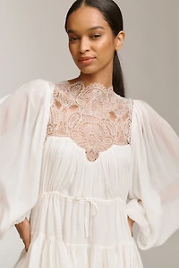 Shona Joy Emory Long-Sleeve Lace Mini Dress