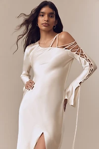 Shona Joy Nora Asymmetric Lace-Up Detail Maxi Dress