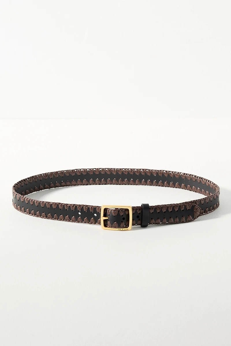 rag & bone Raffia Trim Boyfriend Leather Belt