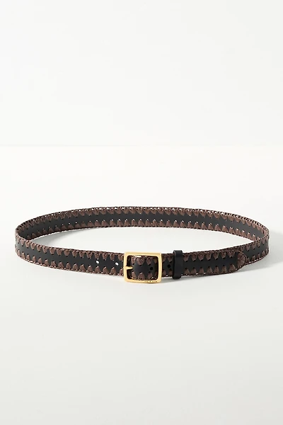 rag & bone Raffia Trim Boyfriend Leather Belt