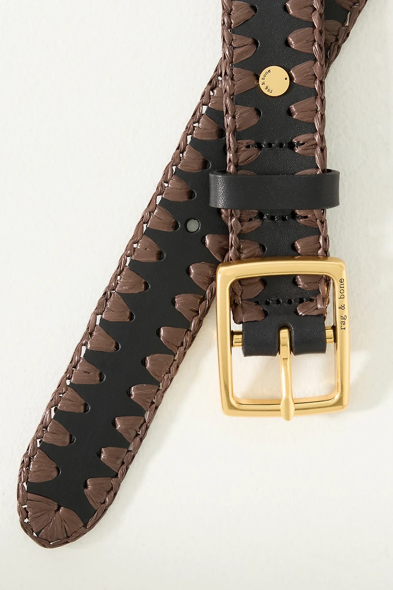 rag & bone Raffia Trim Boyfriend Leather Belt