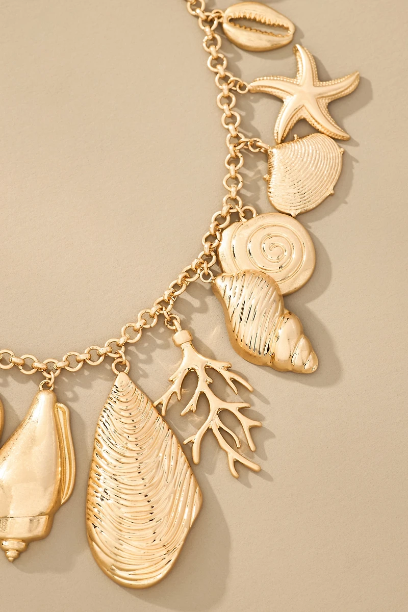Metal Shell Charm Necklace