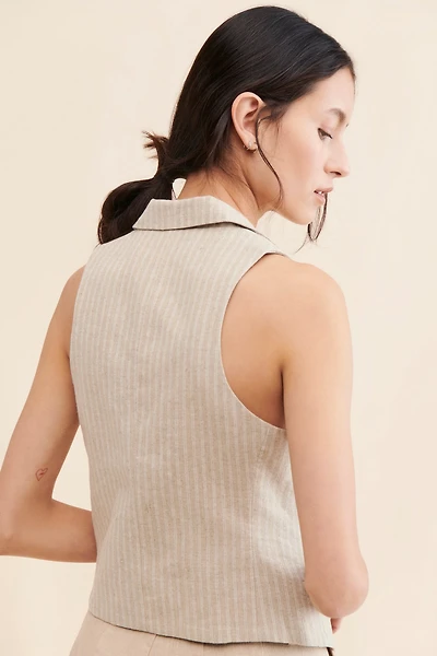 FRENCHMAUVE Stripe Linen Vest