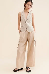 FRENCHMAUVE Stripe Linen Vest