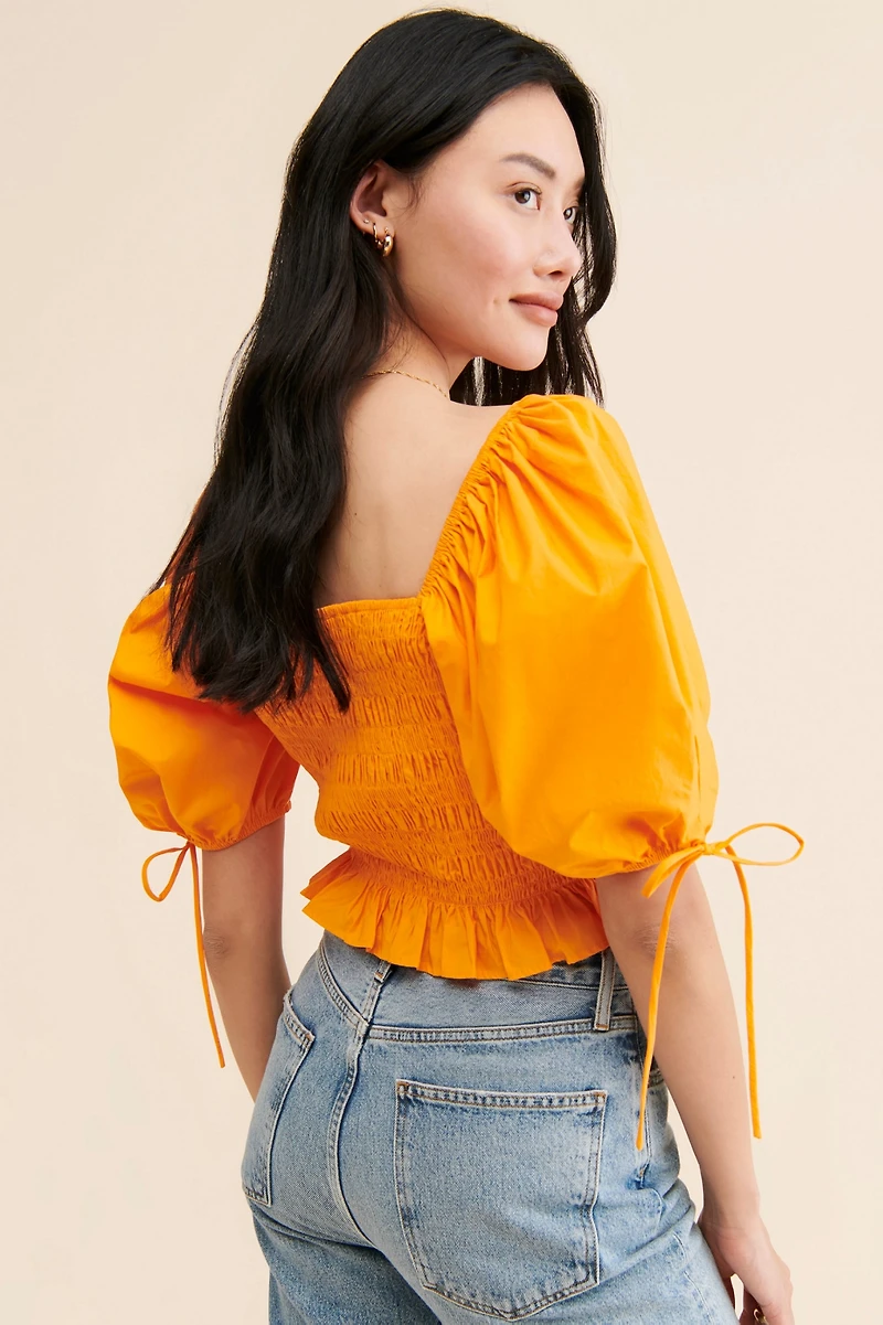 Line + Dot Amber Smocked Top