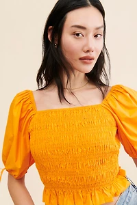 Line + Dot Amber Smocked Top