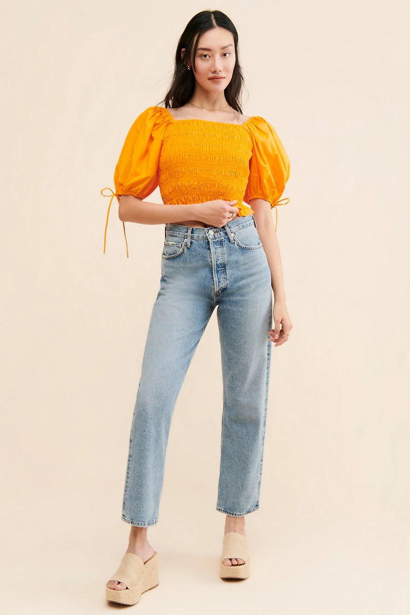 Line + Dot Amber Smocked Top