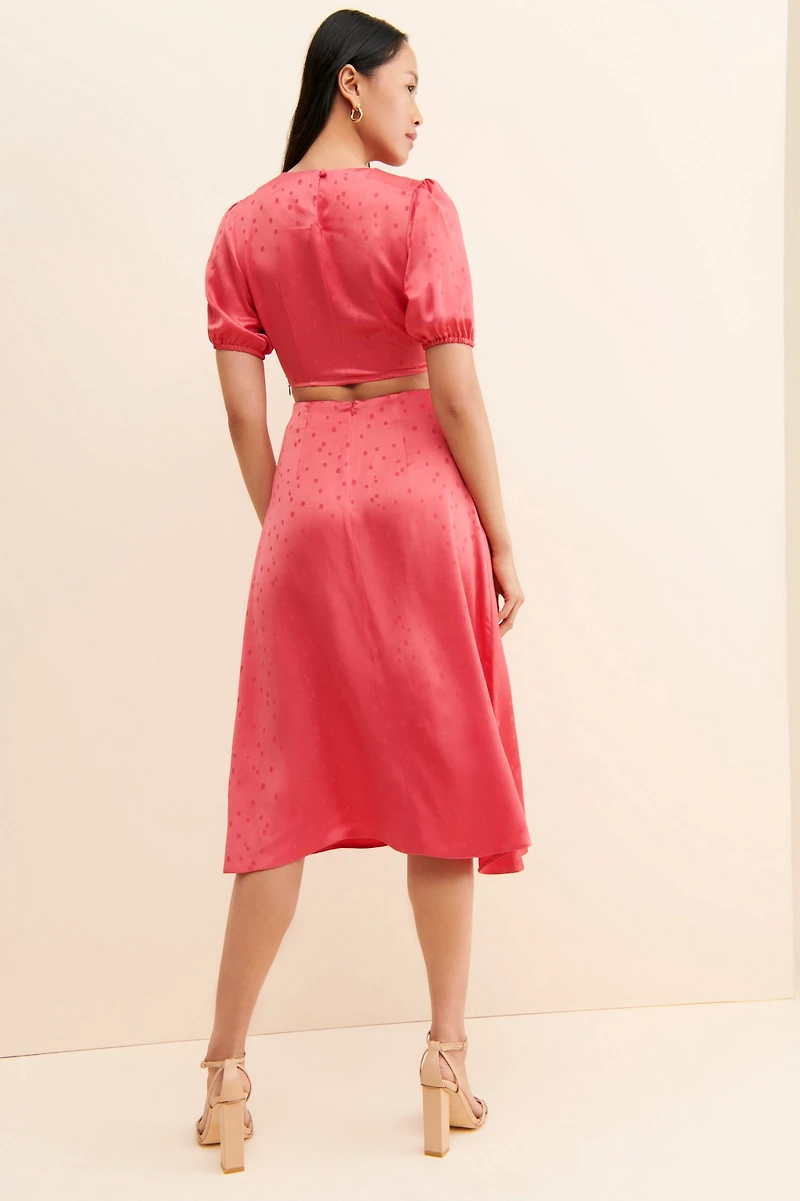 Cut-Out Satin Midi Dress