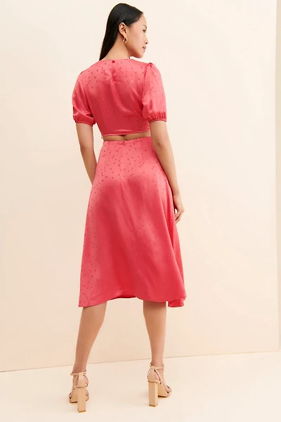Cut-Out Satin Midi Dress