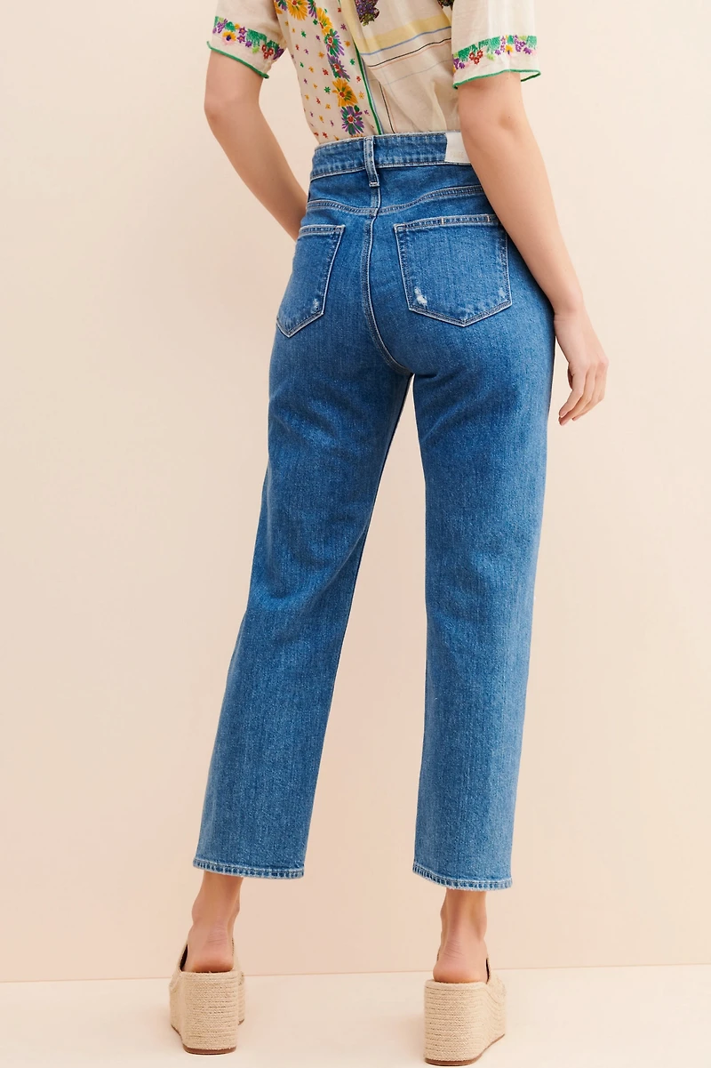 PAIGE Noelle Distressed Straight-Leg Jeans