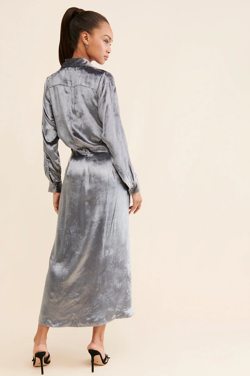 Samant Chauhan Velvet Maxi Shirtdress