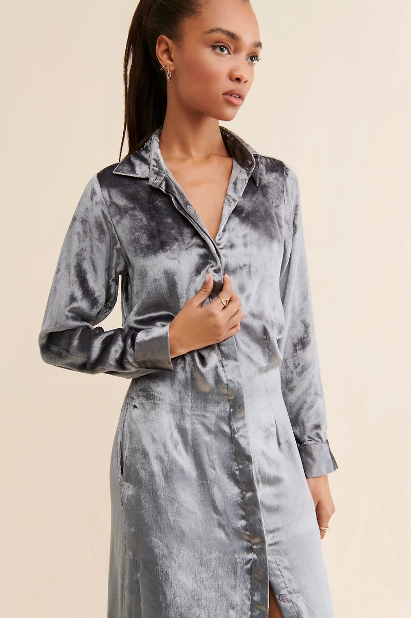 Samant Chauhan Velvet Maxi Shirtdress
