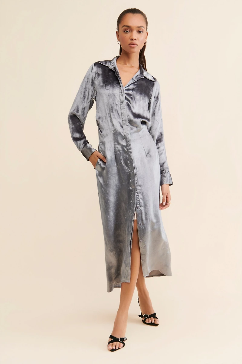 Samant Chauhan Velvet Maxi Shirtdress