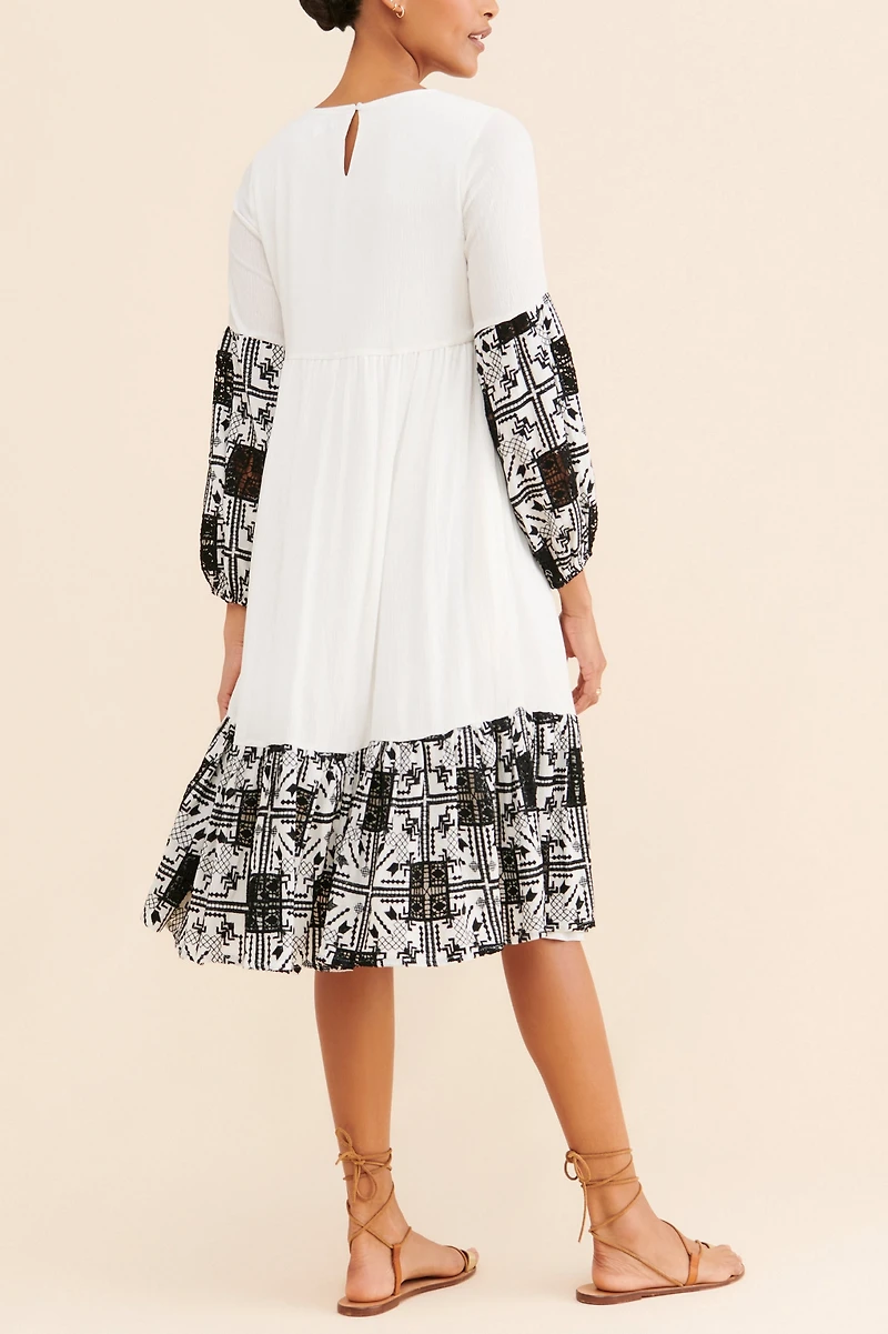BTFL-Life Embroidered Flounce Midi Dress