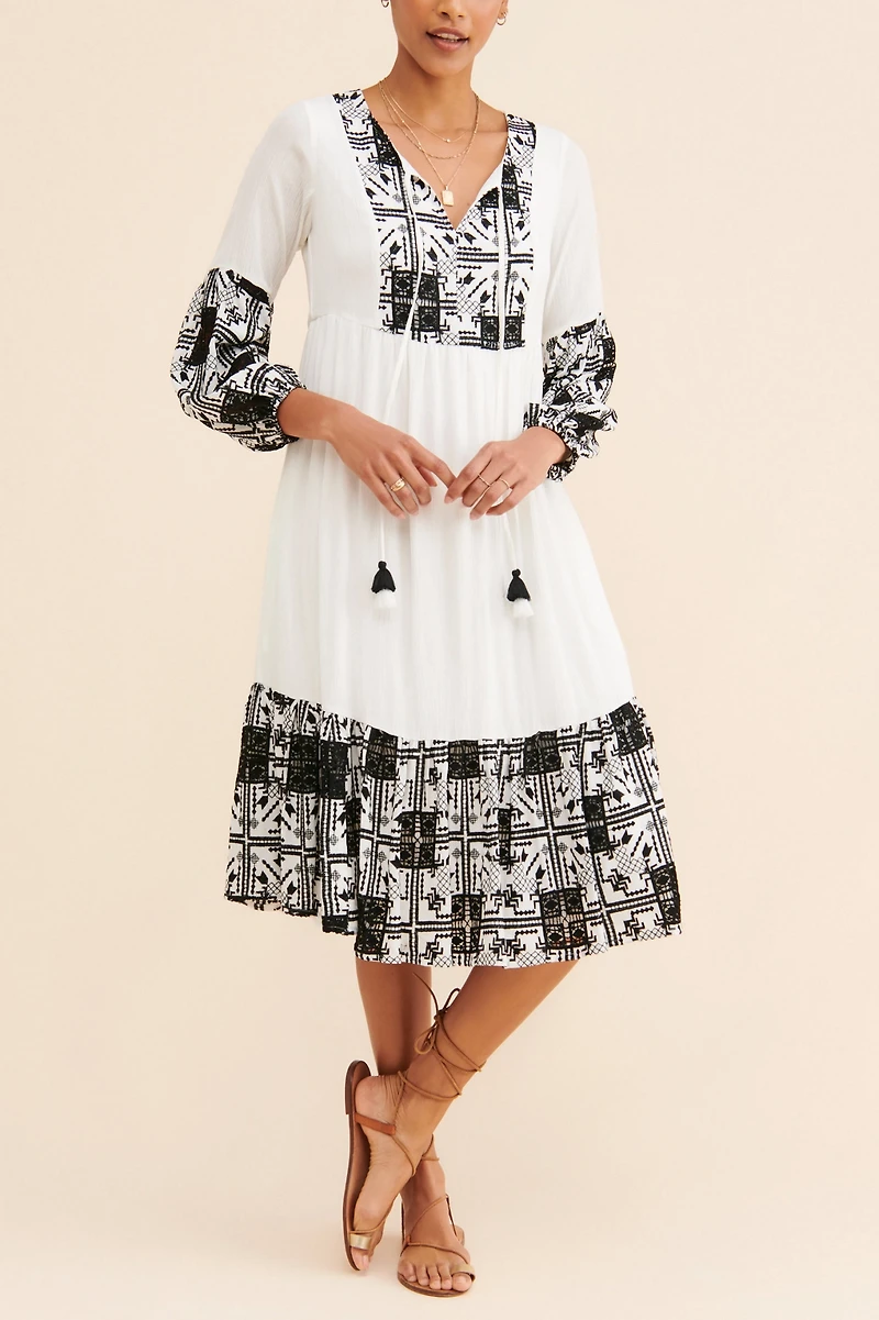 BTFL-Life Embroidered Flounce Midi Dress