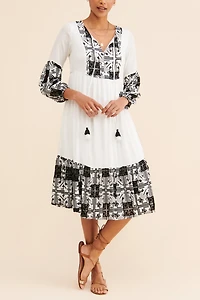 BTFL-Life Embroidered Flounce Midi Dress