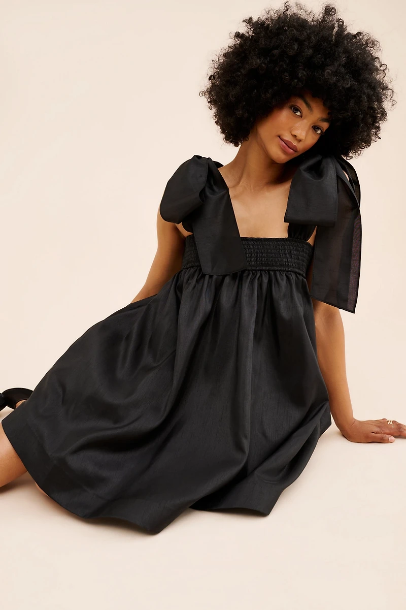 Hutch Solid Tie Strap Mini Dress