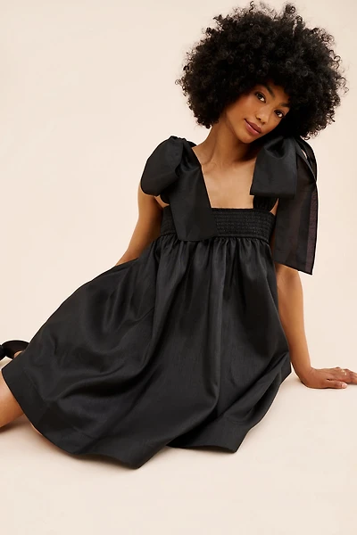 Hutch Solid Tie Strap Mini Dress