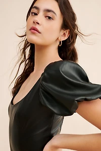 Hutch Vegan Leather Drop Waist Midi Dress