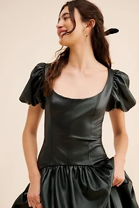 Hutch Vegan Leather Drop Waist Midi Dress