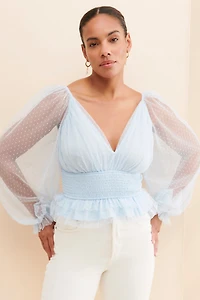 en elly Mesh Babydoll Blouse