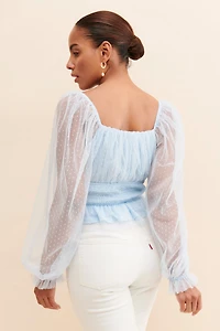 en elly Mesh Babydoll Blouse