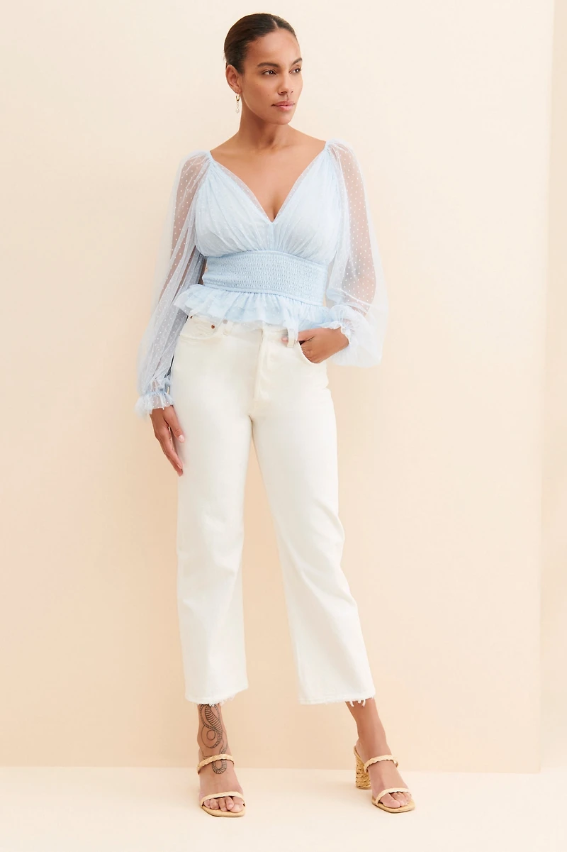 en elly Mesh Babydoll Blouse
