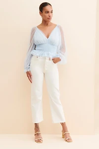 en elly Mesh Babydoll Blouse