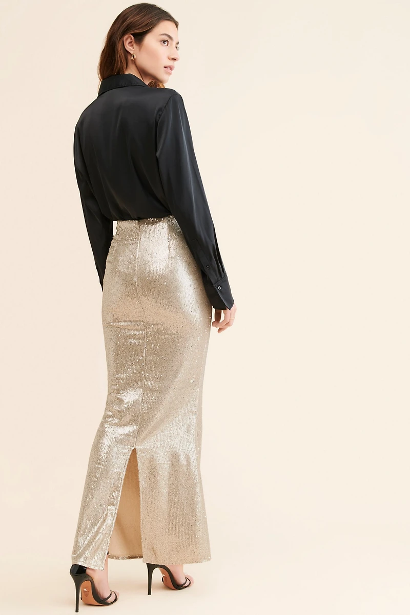 Line + Dot Roseline Maxi Skirt