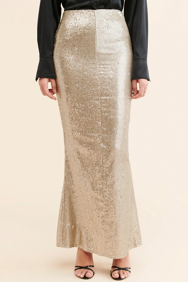 Line + Dot Roseline Maxi Skirt