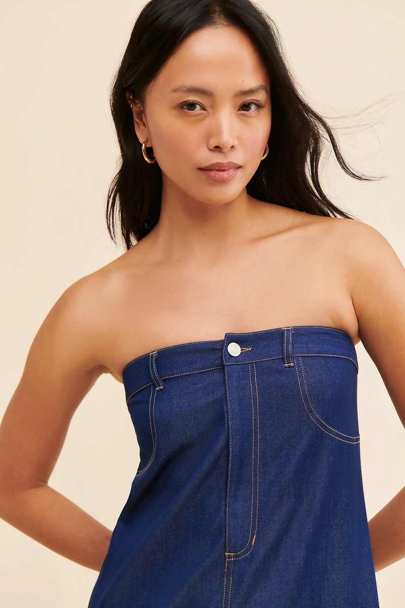 Mare Strapless Denim Skirt Dress