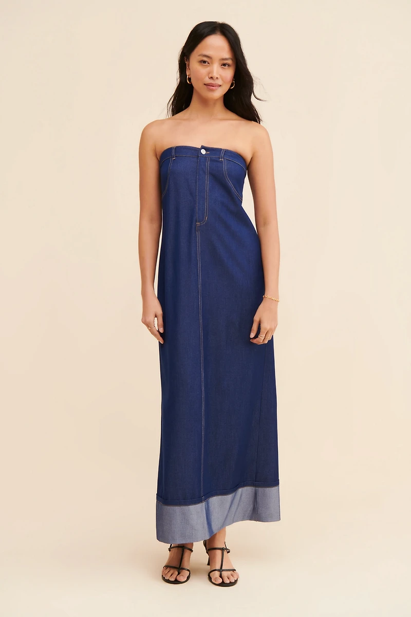 Mare Strapless Denim Skirt Dress
