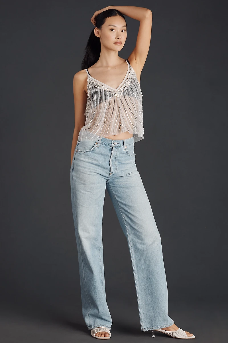 By Anthropologie Beaded Mermaid Sheer Cami