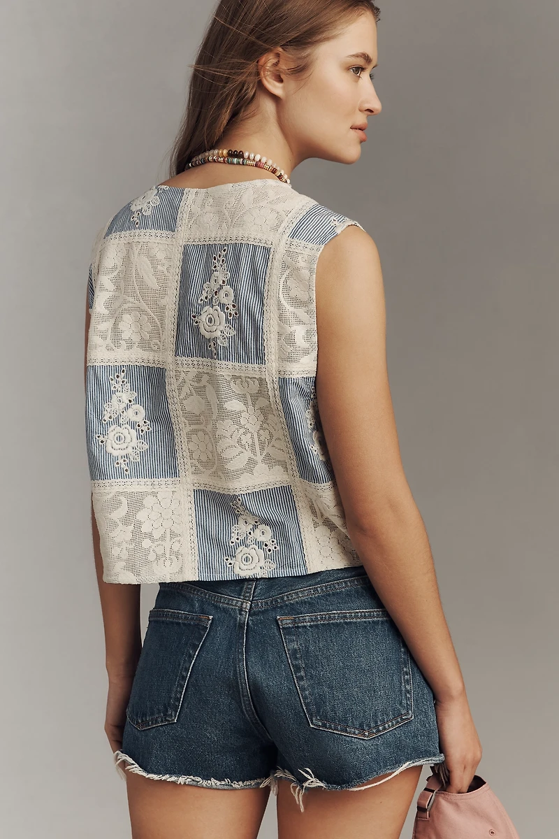 Maeve Patchwork Tie-Front Vest