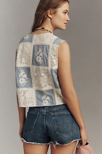 Maeve Patchwork Tie-Front Vest