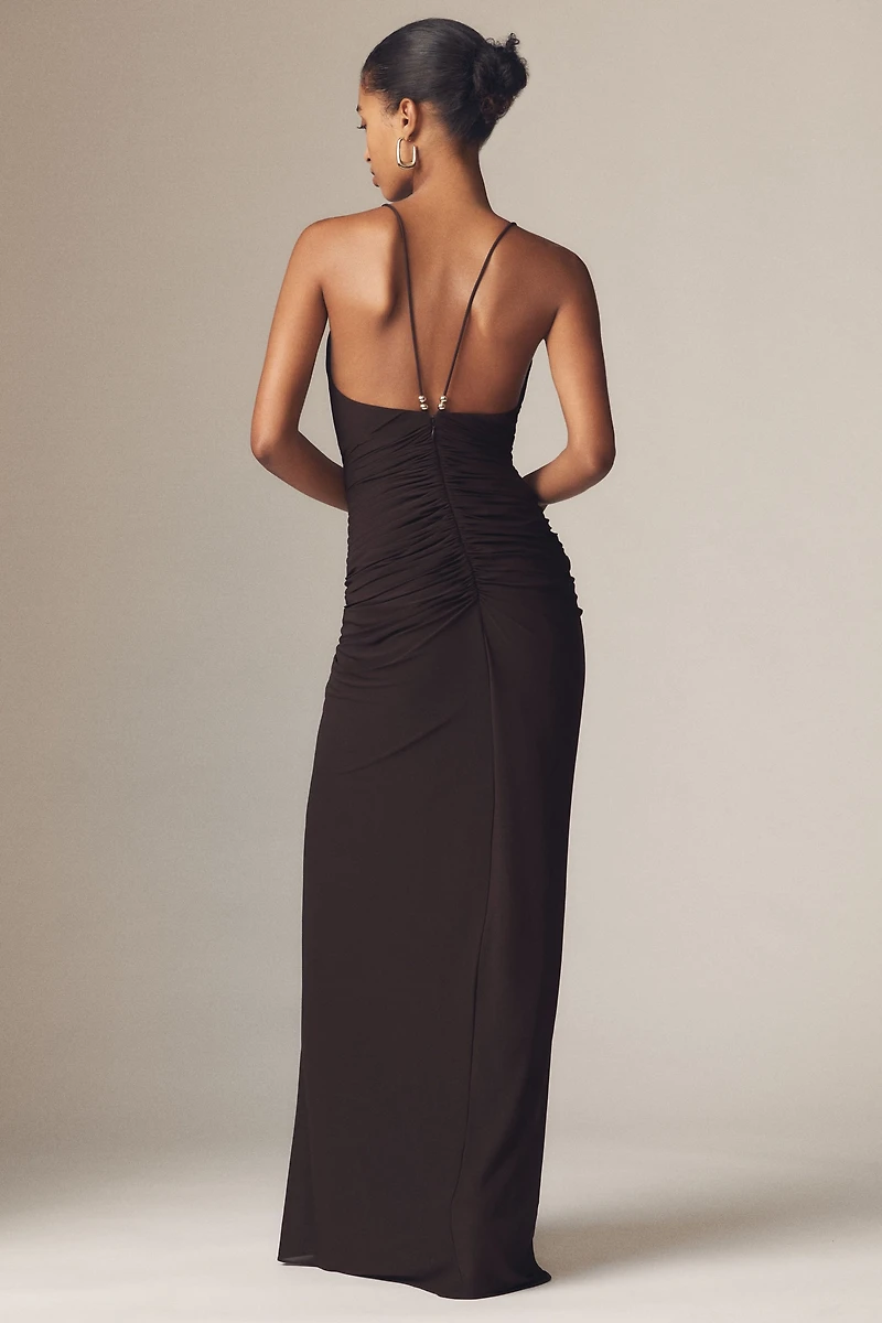 Ronny Kobo Anya V-Neck Column Jersey Maxi Dress