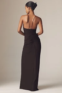 Ronny Kobo Anya V-Neck Column Jersey Maxi Dress