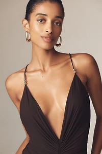Ronny Kobo Anya V-Neck Column Jersey Maxi Dress