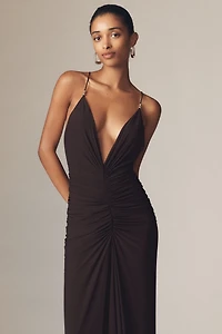 Ronny Kobo Anya V-Neck Column Jersey Maxi Dress