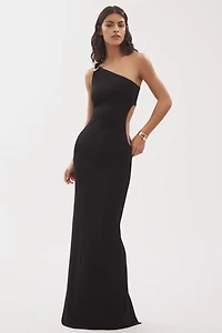 Ronny Kobo Leigh Stretch Jersey One-Shoulder Cutout Maxi Dress