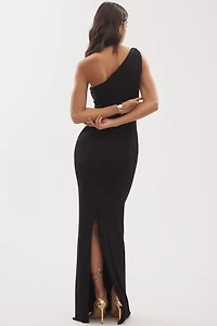 Ronny Kobo Leigh Stretch Jersey One-Shoulder Cutout Maxi Dress
