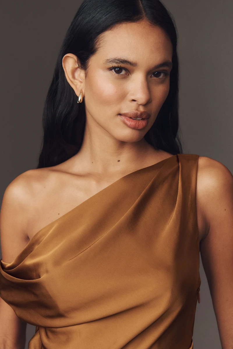 Significant Other Arella One-Shoulder Fitted A-Line Maxi Dress