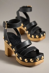 Vicenza Wood-Bottom Studded Platform Sandals