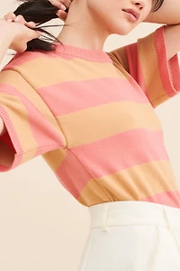 Flat White Striped Knit Tee