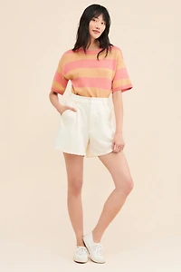 Flat White Striped Knit Tee