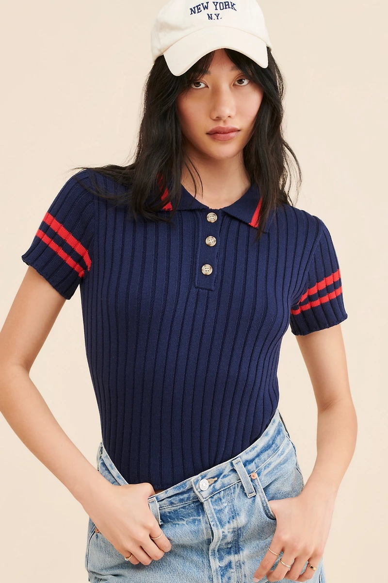 Flat White Polo Knit Tee