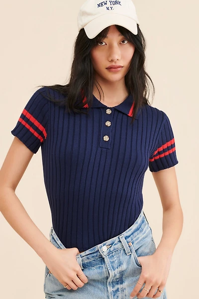 Flat White Polo Knit Tee