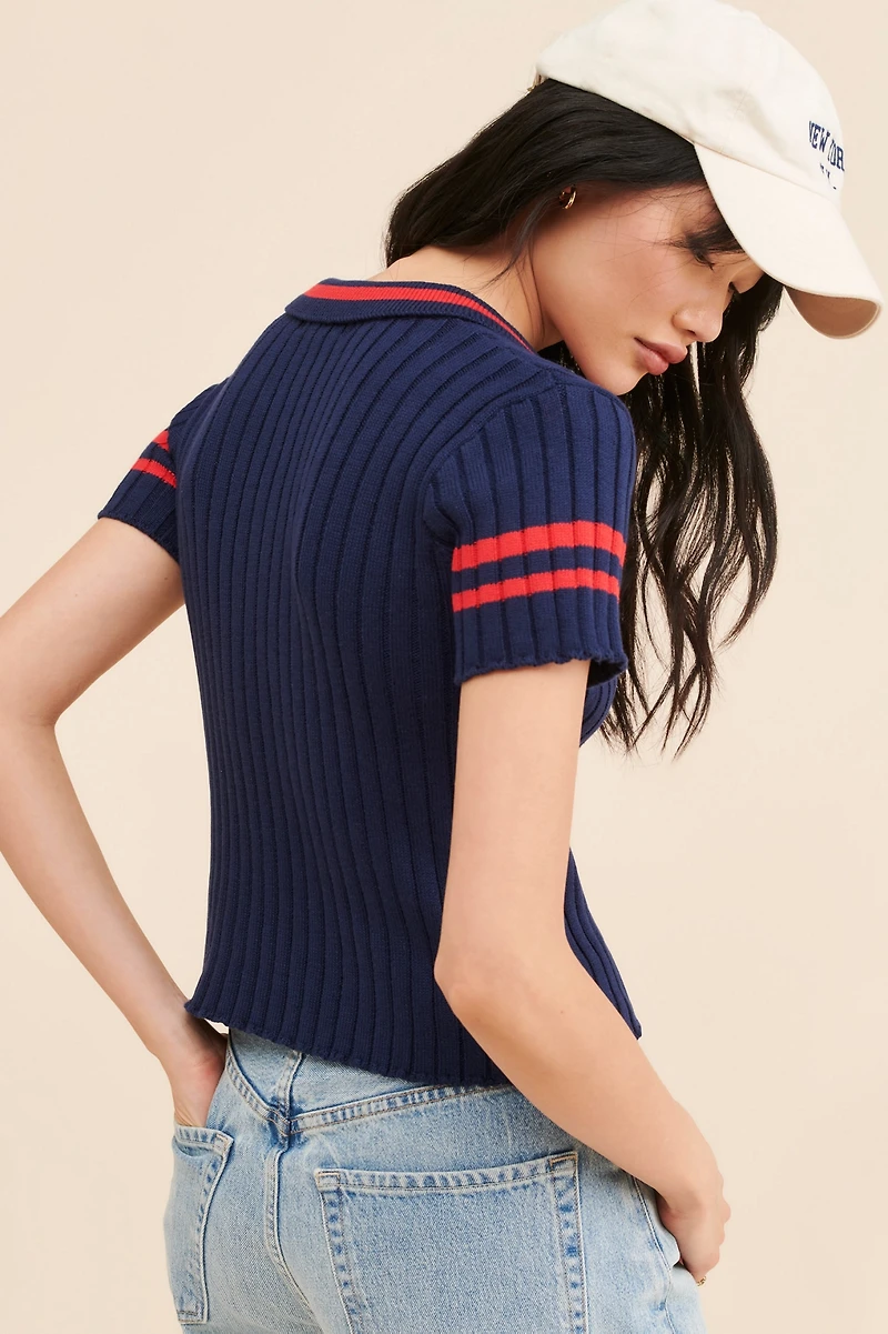 Flat White Polo Knit Tee