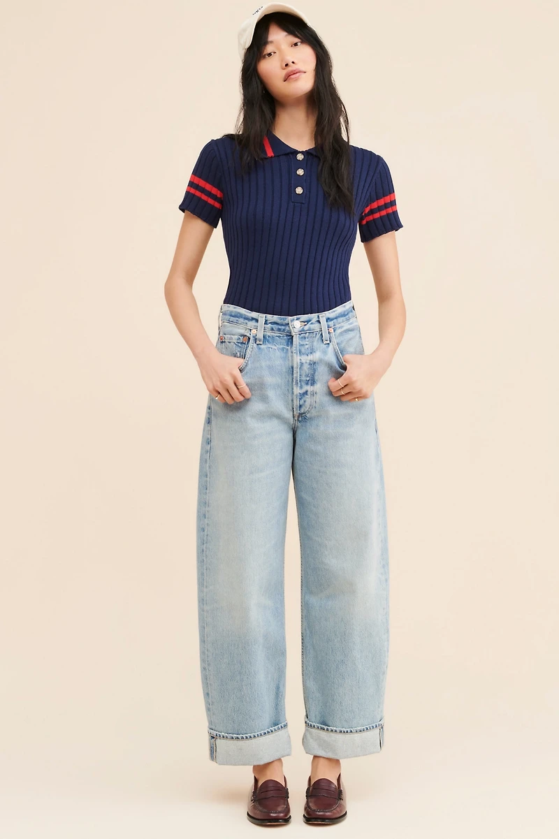 Flat White Polo Knit Tee
