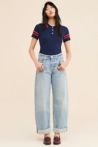Flat White Polo Knit Tee
